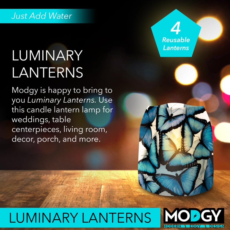 MODGY Luminary Lanterns Floating LED Candles with Batteries Included - Luminaries are Great for Weddings, Parties, Patios & Celebrations of All Kinds (Morpho), Pack of 4 - Image 2